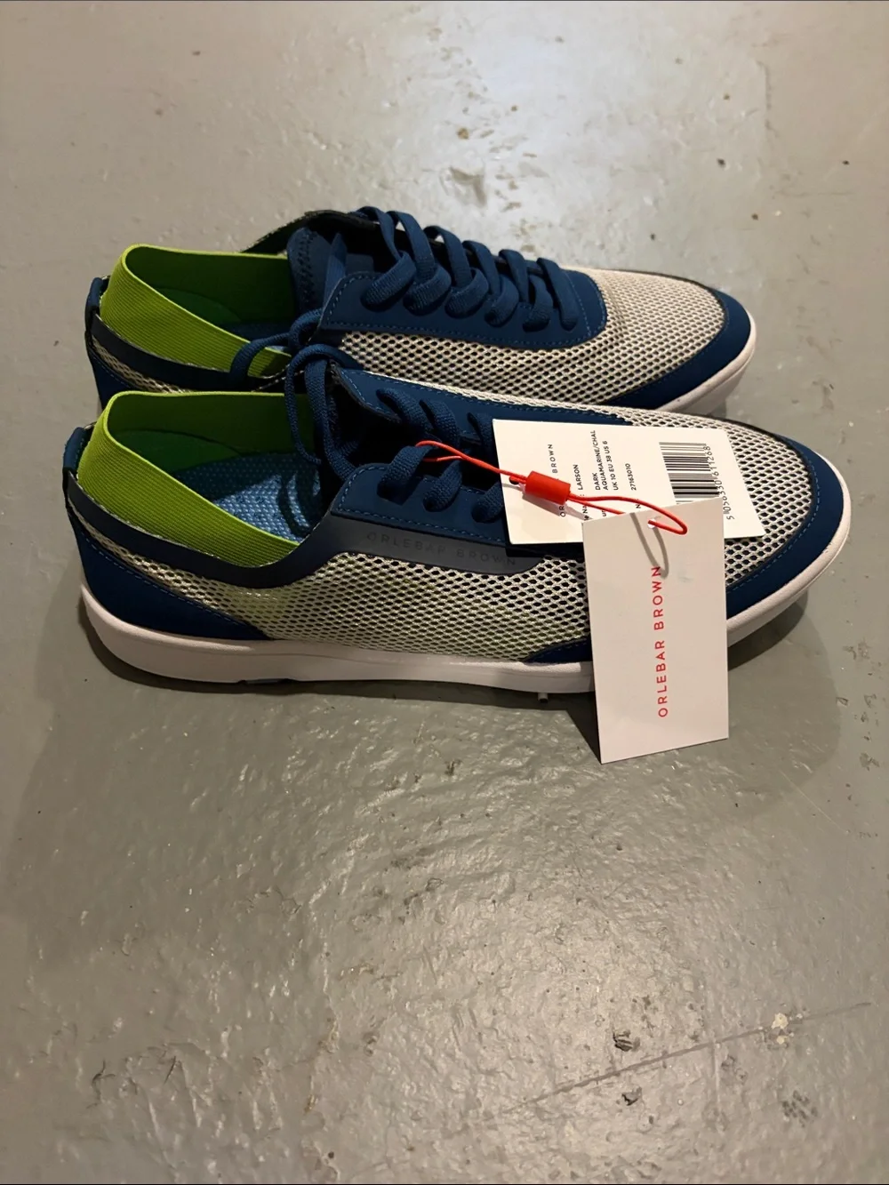 Orlebar Brown Larson Navy, White & Lime Mesh Sneakers